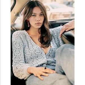 Sezane Annette Cardigan Sweater Vintage Blue